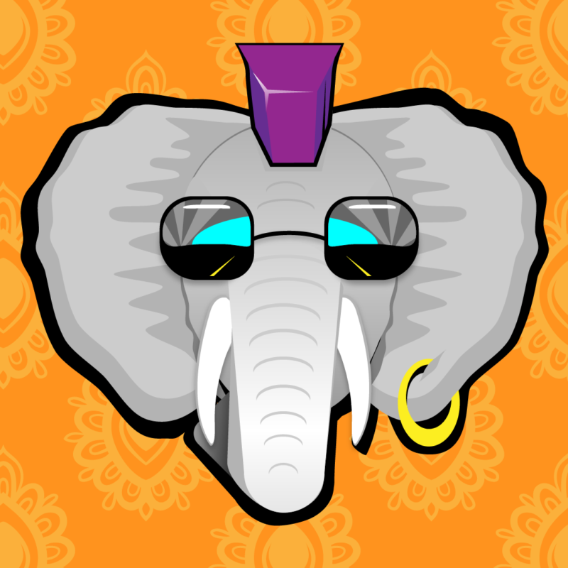 Orange Rays Hellaphant - hellapets NFTwear - http://trav.media/hellapets
